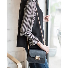 [AnW] Shoulder Bag Leather Gold Chain Mini Bag Vivid Color Ladies (Large, 3. Red)