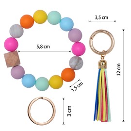 Aoksunova Key Ring Car Women Key Ring Bracelet Car Key Ring with Beads Tassel Gifts for Women, 8cm x 8cm