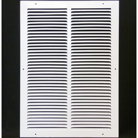 HVAC Premium 12'' x 18'' [Duct Opening] Flat Stamped Steel Return Air Grille - Sidewall and Ceiling - HVAC Vent Duct Cover - White [Outer Dimensions: 13.75''w X 19.75''h]