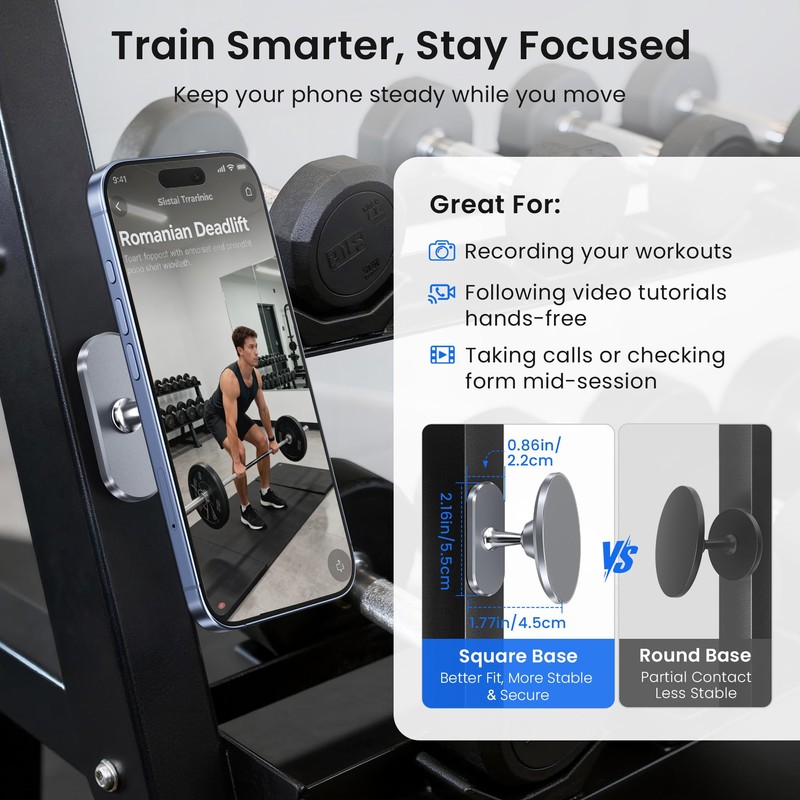 Itramax Magnetic Phone Holder for Gym,360° Dual-Sided N52 Magnet Mount