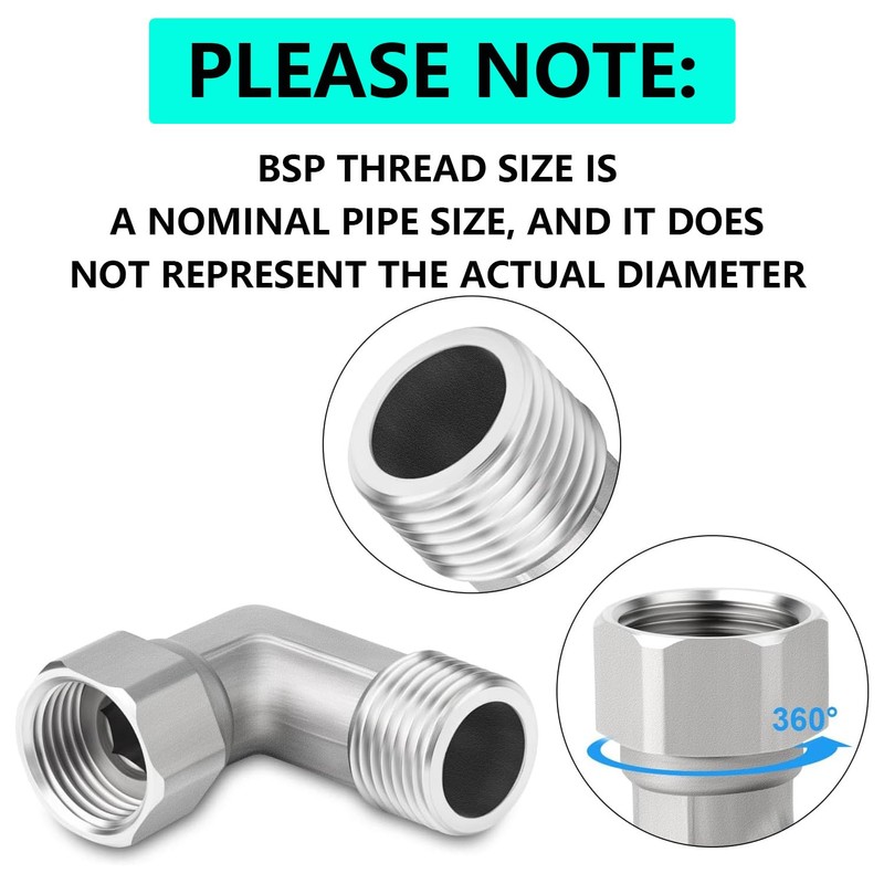 QZKJQDD Shower Hose Connector, 90 Degree Elbow 2 Ends Flexible
