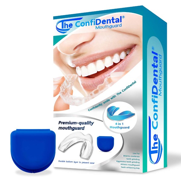 The ConfiDental - 2 Sizes, Pack of 8 Moldable Mouth Guard for Teeth Grinding Clenching Bruxism, Sport Athletic, Whitening Tray, Including 4 Regular and 4 Small Guard
