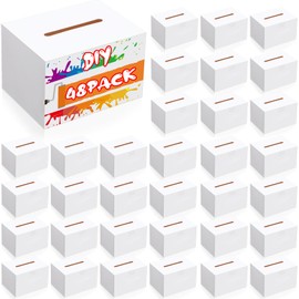 Fullhawl 48 Pack Ballot Raffle Box White Suggestions Donations 6 x 4.5 x 4 Inch Cardboard Box for Charity Fundraising Collecting Business Card Voting Contest