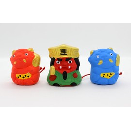 Waraku Fuuka Japanese Traditional Ceramic Figure Figurine Decoration Doll Statue Set for Good Luck (Underworld 1 King Enma, 2 Ogre/Demons)