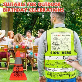 Giftota Original 50th Birthday Gift 2pcs, Safety Cone and Vest 50th Birthday Men, Gift Man Party Accessories, Funny Party Decoration for Women Men Dad Grandpa