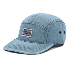 Croogo Flat Brim Cap Vintage Dad Hat 5 Panels Classic Baseball Cap Military Street Cap Trucker Umpire Sun Cap,Light Blue-5P09