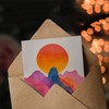 Artery8 Birthday Card Colourful Abstract Boho Alps Mountain Range Sunset