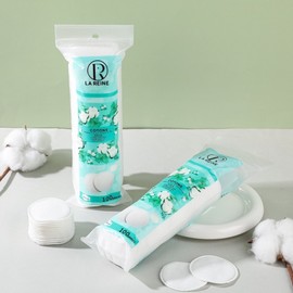 Round 3-Layer Disposable Cotton Pads for Makeup Removal & Face Cleansing One Size / 100-count Pack 10ea
