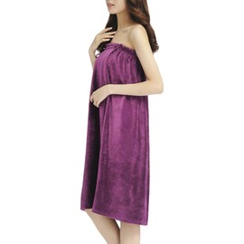 FakeFace Bath Towels, Adjustable Soft Fluffy Strapless Cover up Bath Spa Towel Wrap Tube Dress Bathrobe Bathing Towel Dressing Gown Housecoat Purple