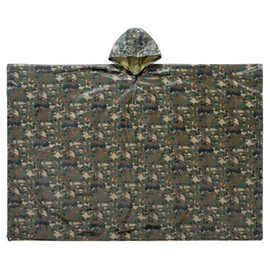 Yoinlia Waterproof Poncho With Hood Camo Rain Poncho Emergency Poncho Digital Camo