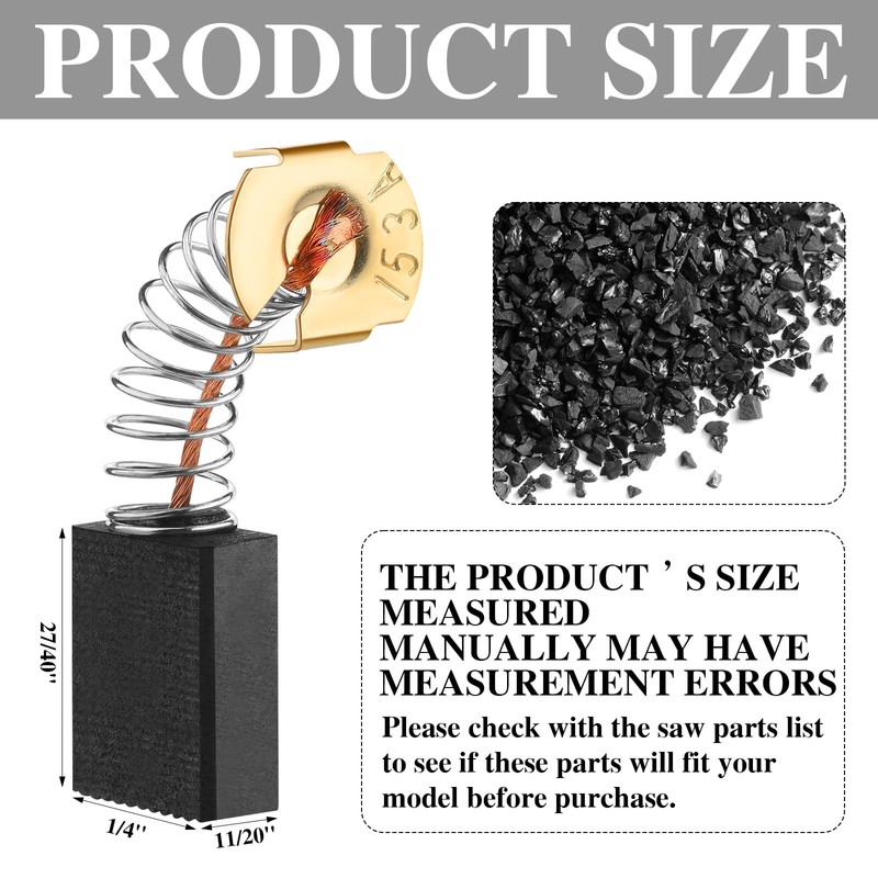 Threlaco 8 Pcs Replacement Table Saw Brush Carbon Motor Brushes