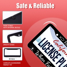 Fear Ends When Faith Begins Personalise License Plate Frames Metal License Plate Frame Funny Car Universal Accessories Stainless Steel Cars Decor Fits Standard US Vehicles Size 12.2 x 6 inch