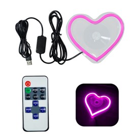 MOXRUQ 1 PC Heart Shaped Neon Sign, Car Window Ambient Light, USB Powered LED Neon Light with Remote Controller, Romantic Car Interior Decorative Lights for Christmas, Valentine's Day (Purple)