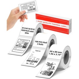 M110 Labels M220 Thermal Labels -2''x3.15''(50x80mm), Original Print Master Labels Compatible with Phomemo M110 M220 M221 M150 M250 M260 Label Maker, Square Thermal Labels for Clothing, Logo, 3 Rolls