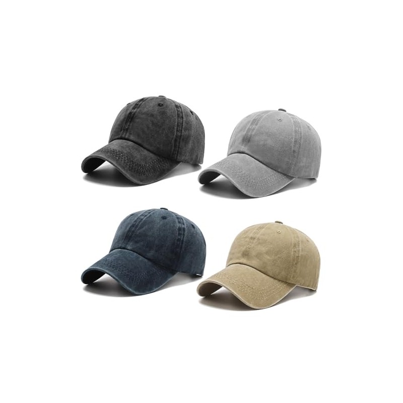4pcs Gorras para Hombre y Mujer,100% Algodón Ajustable,Gorras Ajustables,Gorra Retro