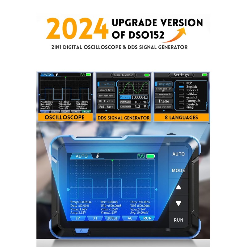 【Upgraded DSO153 Plus 10X Probe】 2 in 1 Oscilloscope/DDS Signal