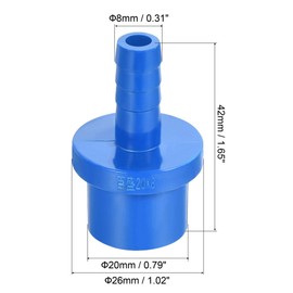 sourcing map PVC Pipe Fitting 8 mm with Barb x 20 mm Outer Diameter Spigot Straight Pipe Adapter Hose Quick Coupling Blue Pack of 3