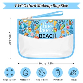 Sazuwu Beach Themed Gifts for Women Blue Makeup Bags with Zipper Birthday Gift for Beach Lover Vacation Trip Essentials for Couples Cosmetic Travel Bag Organizer Birthday Christmas Graduation Gift