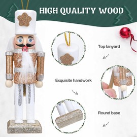 Yirochan 5Pcs Christmas Nutcracker Soldiers, 13cm Wooden Nutcracker Ornaments Set Nutcracker Figures Christmas Tree Decorations for Xmas Home Christmas Tree Party Hanging Ornaments