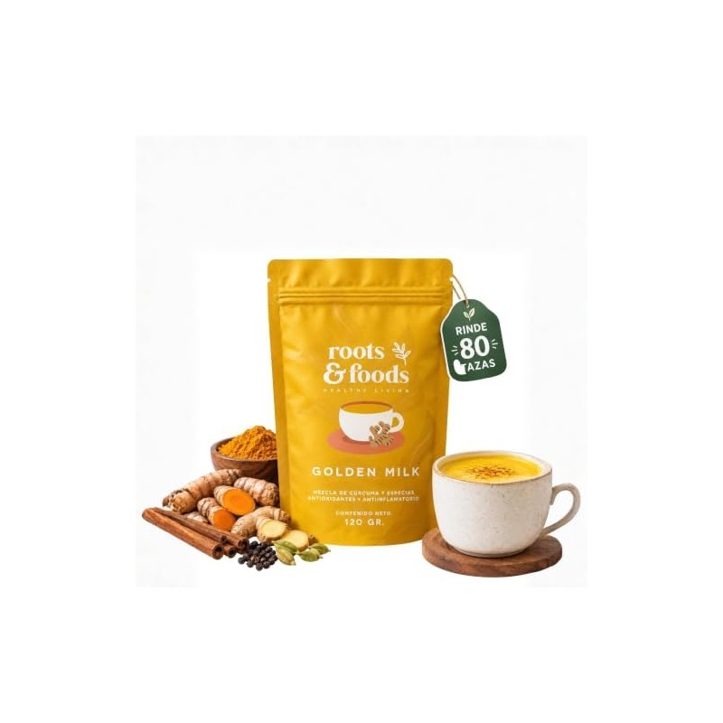 Golden Milk Leche Dorada Orgánica en Polvo — 80 Tazas,
