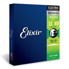 Elixir Strings 19102 Coated Nickel Electric Guitar Strings, Medium (.011-.049),Gold