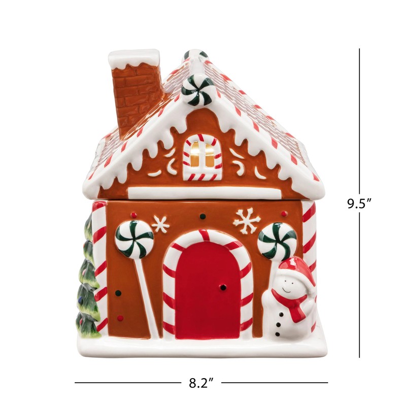 9.5 in. Ceramic Lit Gingerbread House Cookie Jar