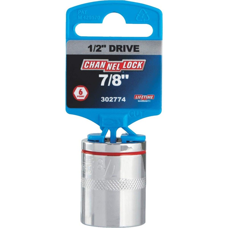 Channellock 1/2" Drive 7/8" 6-Point Shallow Standard Socket