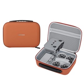 FSIDIWT Carrying Case for DJI Neo Fly More Combo Accessories, Portable PU Leather Storage Travel Case for DJI Neo, Compatible with RC-N3 Remote Controller, Three-Battery, Charging Hub (Orange)