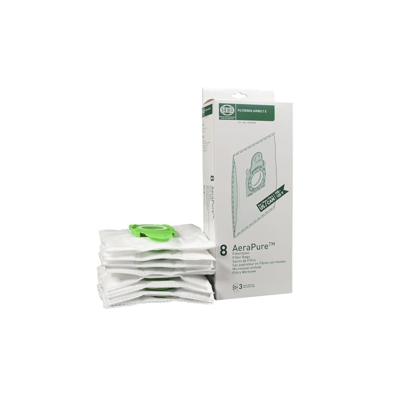 SEBO Filter Bag Box Airbelt E, 8 Three-Layer Ultra Bags