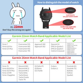 NotoCity for Garmin Fenix 6 pro Strap,22mm Quick Fit Strap for Garmin Fenix 5/6/7/5Plus,Ocean Wave Silicon Strap for Garmin Forerunner 935/945/955/Instinct/Instinct 2