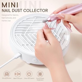 Portable Nail Dust Collector for Acrylic Nail Polishing, Home Manicure Beauty Tool, ALLGLAM Nail Vacuum for Drills with 10pcs Filter Pads Powerful Suction