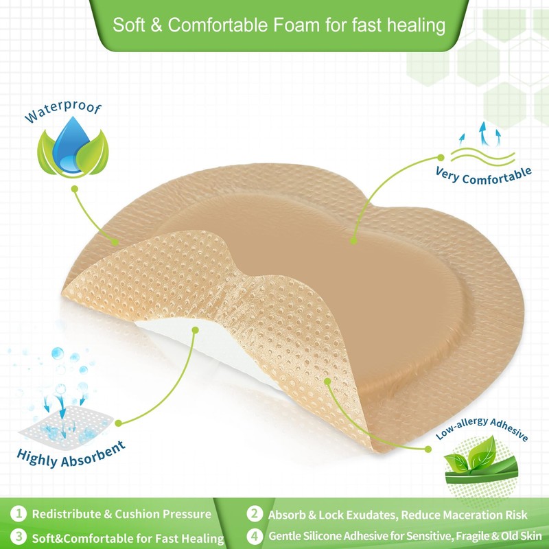 Sacrum Silicone Foam Dressing with Gentle Border for Sacral Ulcer,