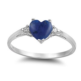 925 Sterling Silver Faceted Natural Genuine Blue Tanzanite Heart Promise Ring Size 11