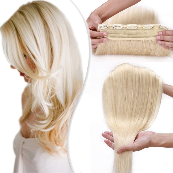 Clip-In Real Hair Extensions, Thick Hair Extensions, 1 Weft, 5 Clips, Human Hair, Straight