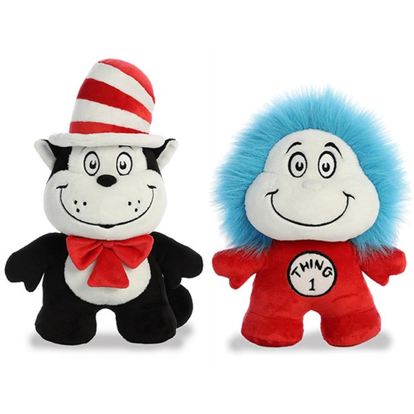 Aurora Plush Bundle of 2, 11" Cat in the Hat and 8.5" Reversible Thing 1 & 2 'DOOD' Plushies