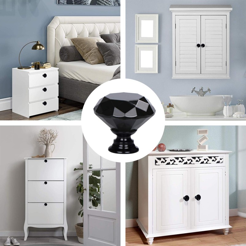 STMK 10 Pack Drawer Knobs, Drawer Pulls Black Diamond Shaped