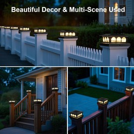 Melunar Solar Post Cap Lights Outdoor, 8 Pack Fence Post Lights 2 Modes Waterproof. Fence Deck Light for Caps 4x4,5x5,6x6 Wooden Post,4x4,5x5 Vinyl Post.(Cool White & Warm White)
