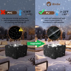 iBirdie Square Fire Pit Cover 28 x 28 inch Outdoor Waterproof and Weatherproof Heavy Duty 600D Patio Fireplaces Table Cover