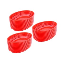 Soro Essentials- 9-3/8” x 6” Oval Fast Food Basket Red Color Plastic Set of 36 - Reusable Restaurant Serving Fast Food Basket Bread Fry Baskets Serving Tray for Chicken Burgers Sandwiches Fries
