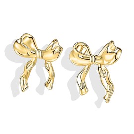 Stocking Stuffers Holiday Outfits for Women 2024 Gold Bow Earrings for Women Trendy Christmas Bow Stud Earrings Cute BowKnot Earrings Bow Christmas Jewelry Gifts