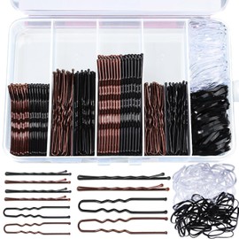 Watelife 300pcs Bobby Pins Hair Pins Kit,Hair Pins for Buns 2inch 2.36inch, Bobby Pins for Women and girl 2inch, 2.75inch,U Shaped,Waved,Black and brown mixed
