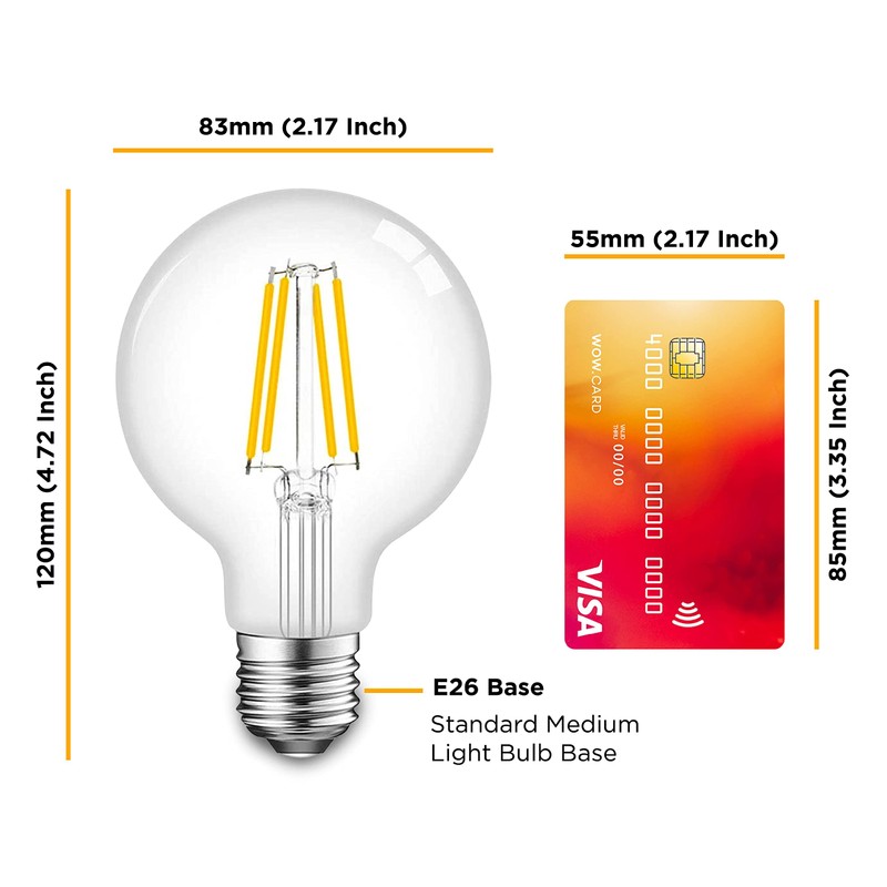 Hudson 6W Edison LED Light Bulb - G25 Globe, 4-Pack,