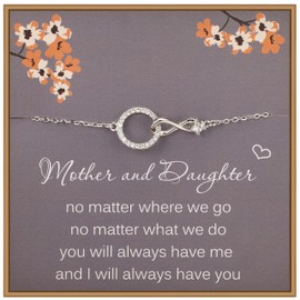 Weelody Mother Daughter Bracelet, 925 Sterling Silver CZ Infinity Bracelet for Women, Gifs for Mum from Daughter, Birthday Gifts for Daughter from Mum, Mother’s Day Gifts from Daughter