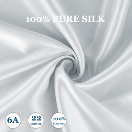 PiccoCasa 22 Momme 100% Seide Kissenbezug Haar- und Hautpflege Kissenhülle Maulbeerseide Kopfkissenbezug mit Reißverschluss & Geschenkbox, Silber-Grau 40x60cm