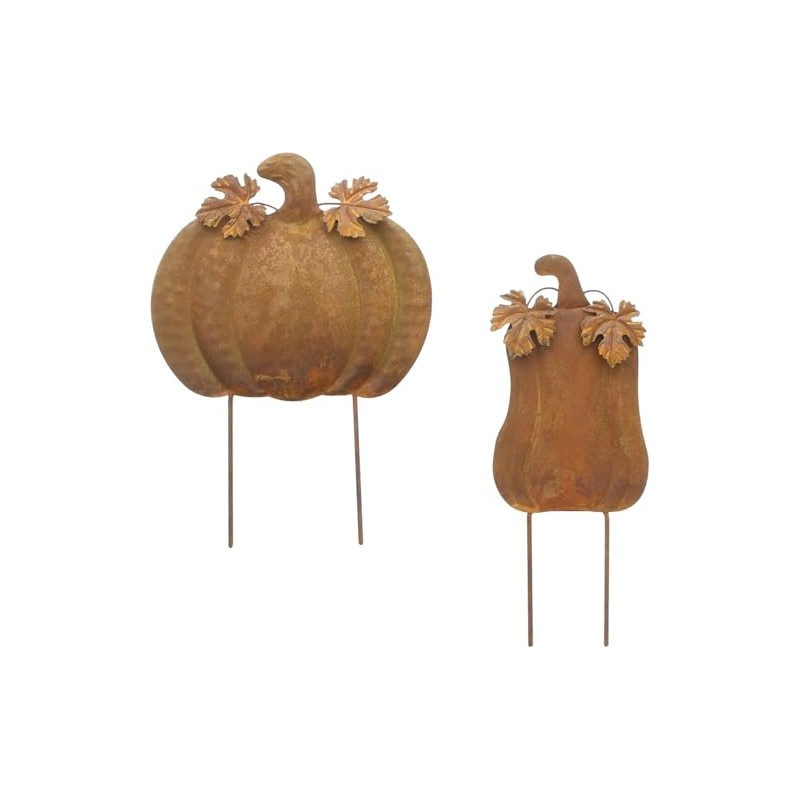 FRANK FLECHTWAREN Autumn stake pumpkin, set of 2, metal, rust