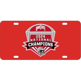 Ohio State Buckeyes National Champs License Plate 2024 Shield Red