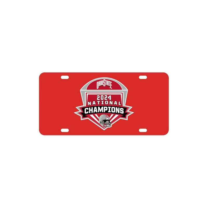Ohio State Buckeyes National Champs License Plate 2024 Shield Red