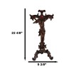 Faux Mahogany Wood Finish Large Jesus Christ Crucifix With Stand