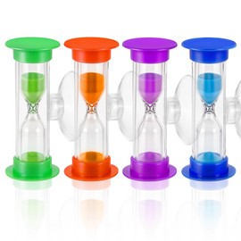 4 Stück Sanduhr Zähneputzen Kinder,Buntes Sanduhren Set für Kinder,Langlebiger Kunststoff Zahnputzuhr,Sanduhr 3 Minuten mit Saugnapf für Klassenzimmer,Zuhause und Kinderzimmer