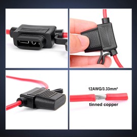 Gebildet Pack of 4 32 V Waterproof Fuse Holders, 12 AWG, ATO Blade-Type Inline Fuse Holder with Cap, Standard Socket with Medium Blade-Type Fuse, 4 x 30 A, 4 x 40 A
